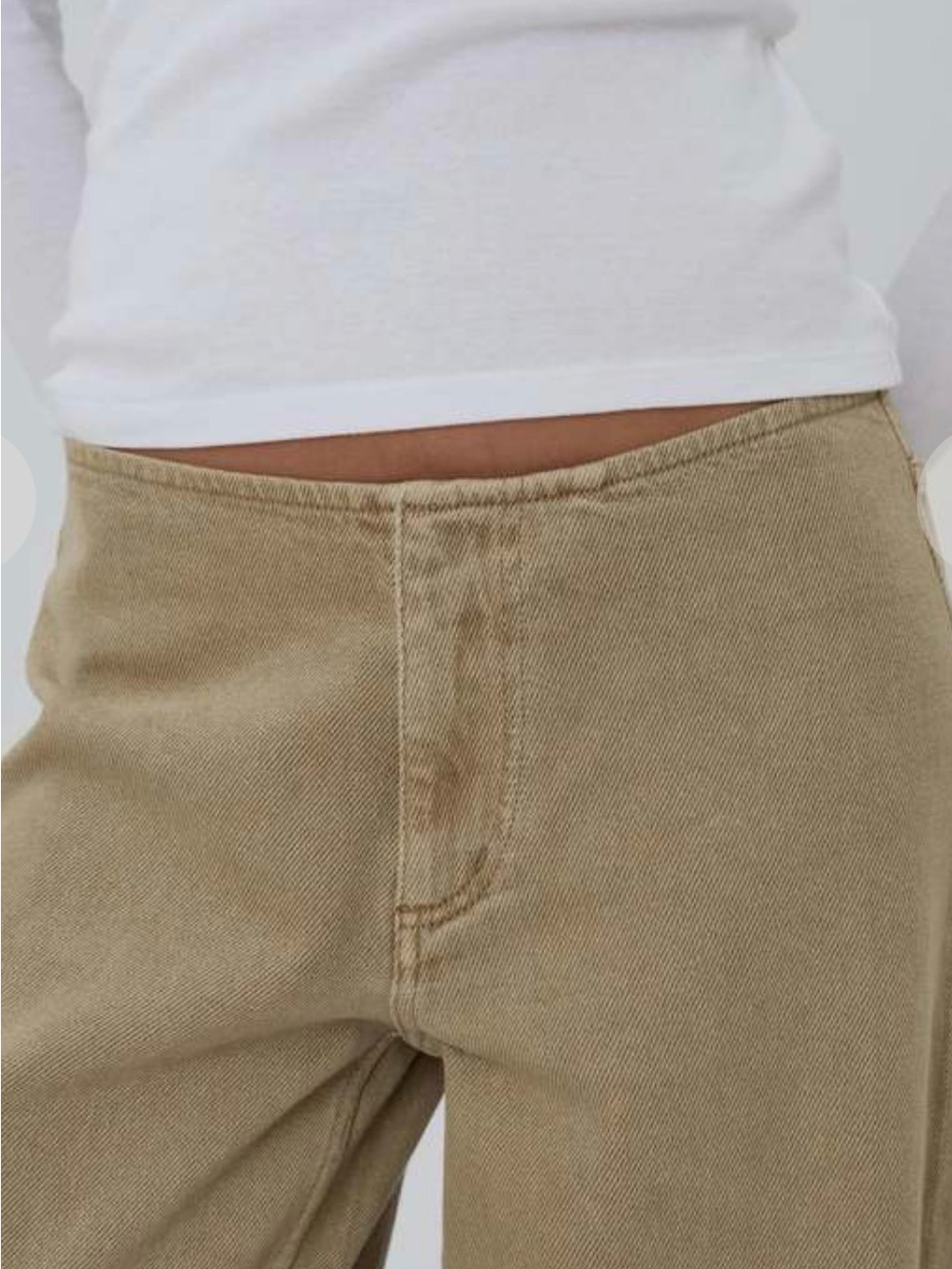 Cool Girl Baggy Jeans - Khaki Adjustable Waist
